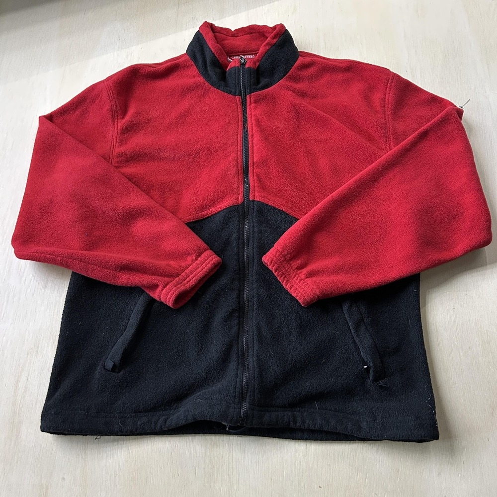 Vintage Marlboro Jacket Mens XL Red Black Fleece Full Zip Pockets Stand Collar